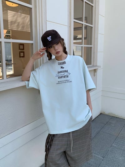 【質感刺繡不能錯過!】美式拼接領刺繡重磅短T3