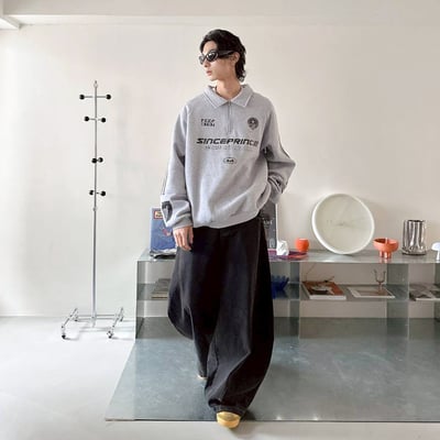 【現貨】SINCEPRINCE斑駁字體拉鍊POLO衫8