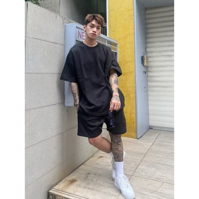 【超值現貨】重磅肩雙線素色短T1