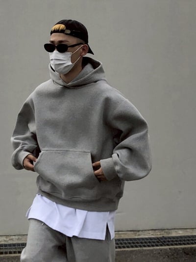 【現貨】素色百搭短寬刷毛帽T9