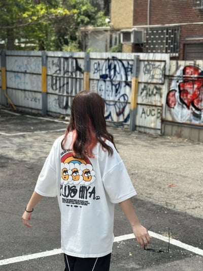 【可愛爆棚現貨】PLUS HIYA發泡彩虹花短T3