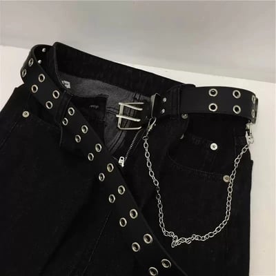 【帥褲必備】歐美雙孔洞洞褲練皮帶