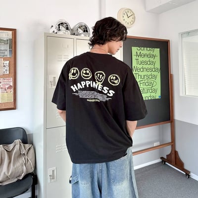 【現貨】HAPPINESS潑漆笑臉印花短T4