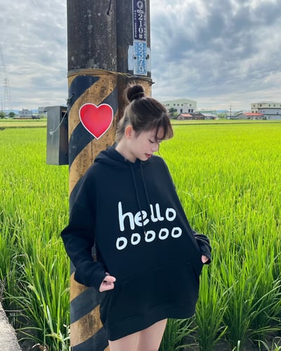 【現貨】美式helloooo印花牛奶絨帽T7