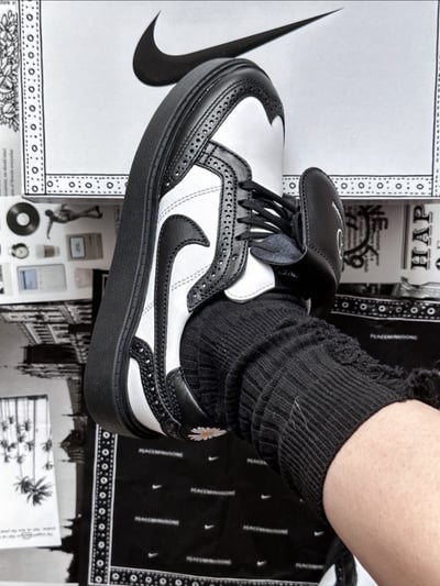 【爆款!現貨】PEACEMINUSONE x Nike KWONDO 1 PANDA GD 白黑熊貓 權志龍雛菊休閒雕花牛津鞋｜DH2482-1013