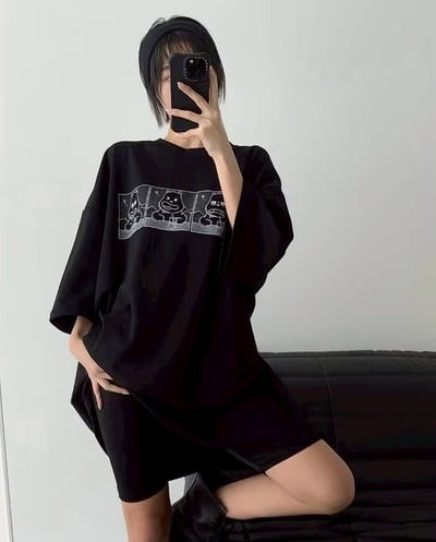 【現貨】三格河馬表情表情印花短T1