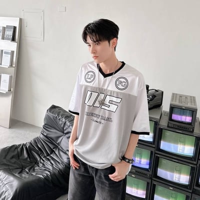 【現貨】拼接撞色棒球球衣短T6