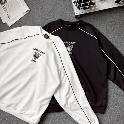 【現貨】AUROCEAN刺繡滾線大學T8