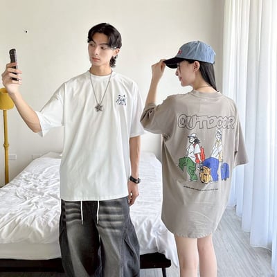 【SORONA® 涼感現貨】OUTDOOR雙人旅行印花短T1