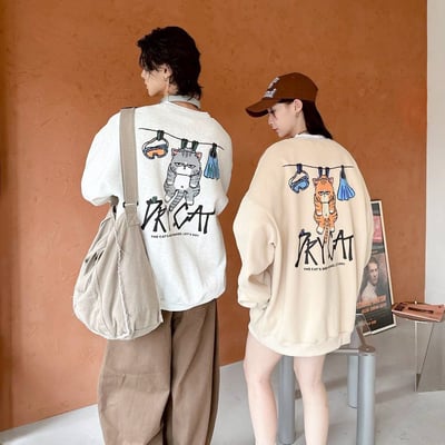 【現貨】DRYCAT曬衣貓咪印花大學T2