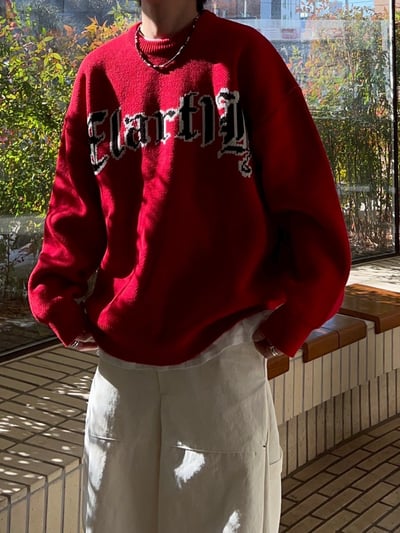 【現貨】哥德字撞色毛衣4