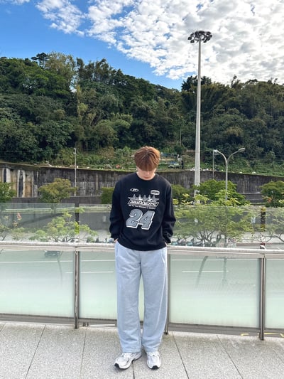 【現貨】美式賽車24號刷毛大學T5