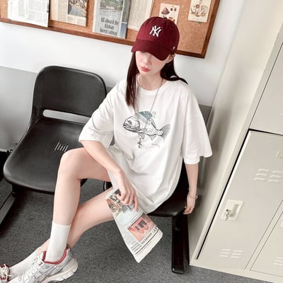 【現貨】毛帽魚植絨印花短T3