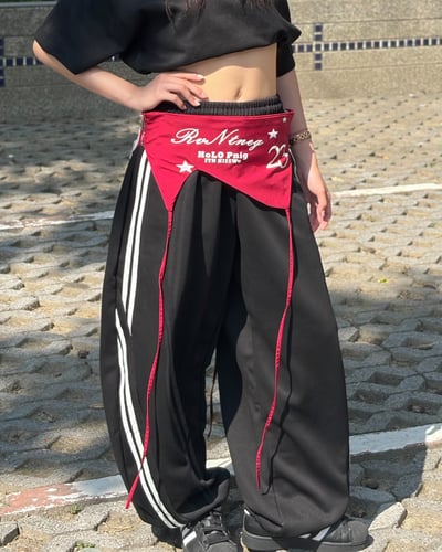 【誰都能駕馭!!!】美式撞色疊穿彎刀棉褲5