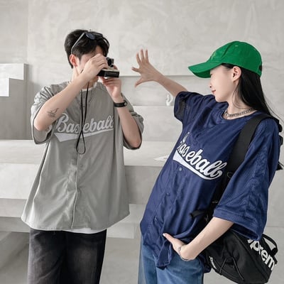 【層次穿搭現貨】網眼開扣棒球衫4