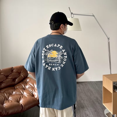 【現貨】夕陽海灘印花短T9