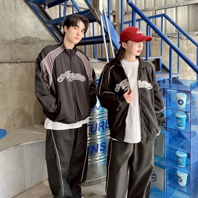 【現貨】Awesome 小高領刺繡織條風衣外套2