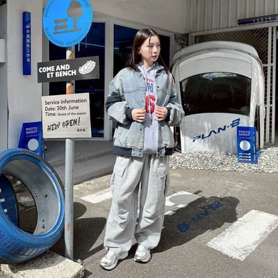 【現貨】廓型仿舊牛仔棒球夾克外套6