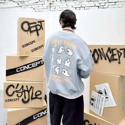 【現貨】Ghost Village幽靈貼圖印花大學T3