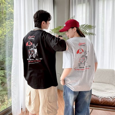 【現貨】美式PIZZA攤印花短T4