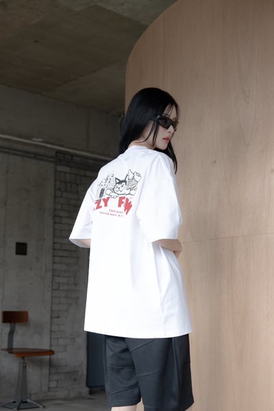 【SORONA® 涼感現貨】LAZY FLOW慵懶貓咪印花短T3