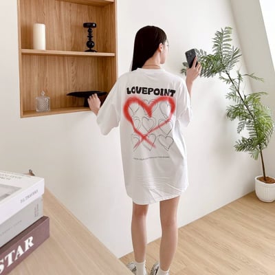 【SORONA® 涼感現貨】LOVEPOINT 愛心噴漆印花短T2