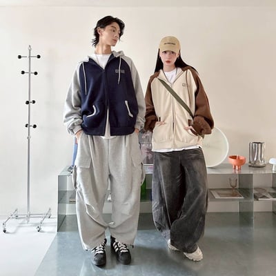 【現貨】VINTAGE撞色拼接連帽外套6