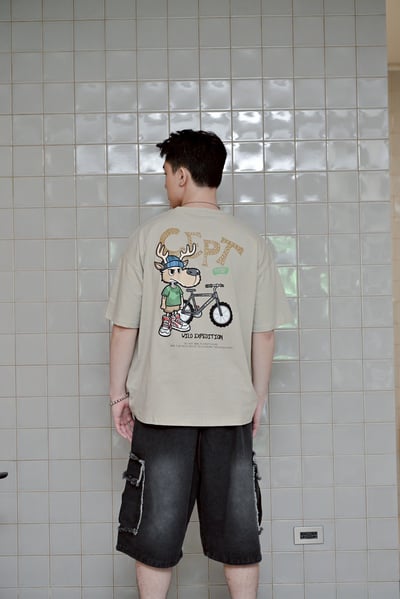 單車麋鹿插圖印花短T5