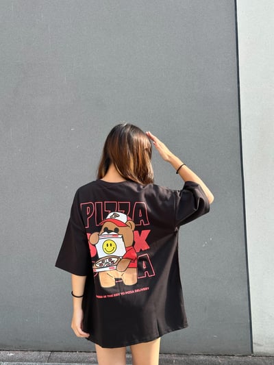 【現貨】PIZZA小熊外送員印花短T8