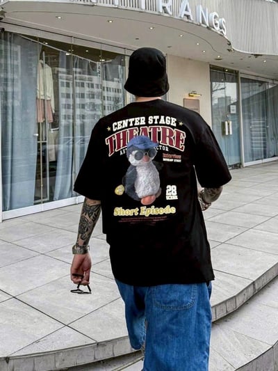 【現貨】THEATRE美式墨鏡企鵝印花短T6