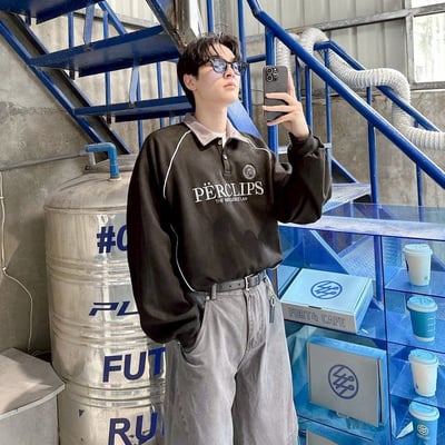 【現貨】PERCLIPS 刺繡撞色麂皮POLO衫6