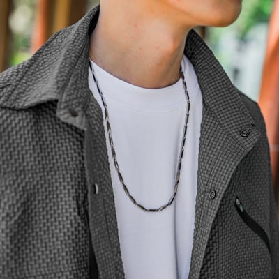 【現貨】鈦鋼菱形竹葉幾何項鍊4