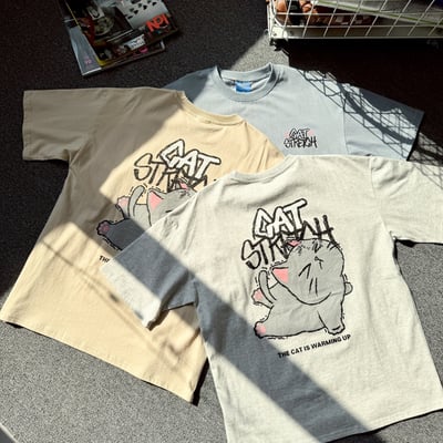 【現貨】CAT STRETCH貓咪伸展塗鴉感印花短T13