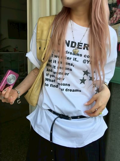 【現貨】韓系字母印花星星圖案短T1