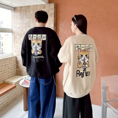 【現貨】日文虎斑貓吃麵大學T1