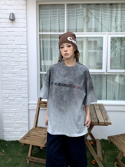 【質感短T單品】美式髒髒做舊拼接重磅短T3