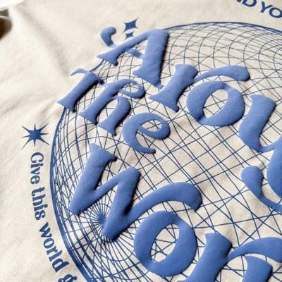 【現貨】around the world發泡字型球形構圖短T16