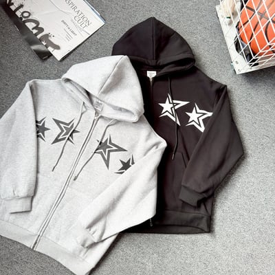 【現貨】星星印花雙鍊連帽外套10