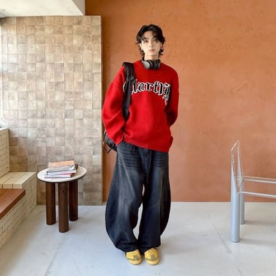 【現貨】哥德字撞色毛衣11