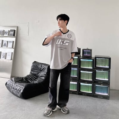 【現貨】拼接撞色棒球球衣短T9