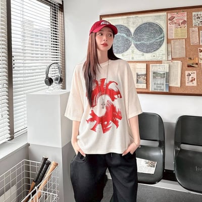 【現貨】VOICE旋轉殘影華夫格印花短T4