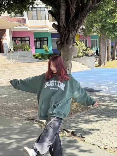 【熱賣不斷!好評大爆單!!】BOSTON刺繡貼布刷毛帽T8