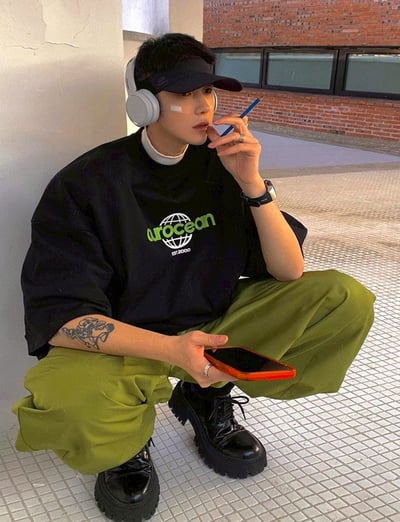 【現貨】撞色現代感地球短T6