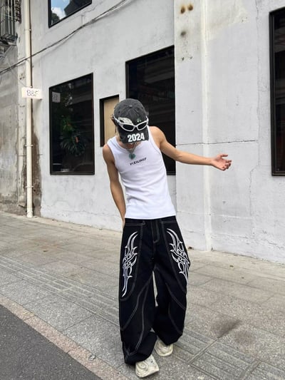 【預購】立體荊棘刺繡牛仔褲2