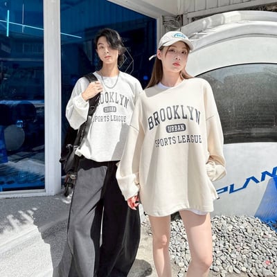 【現貨】BROOKLYN 華夫格束口印花大學T4