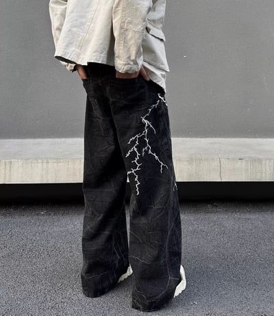 【預購】閃電水洗做舊牛仔褲1