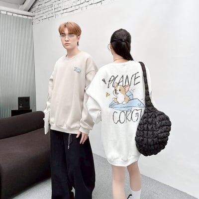 【現貨】紙飛機柯基插畫大學T1