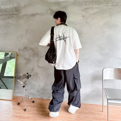 【現貨】噪點雙星光芒印花短T3