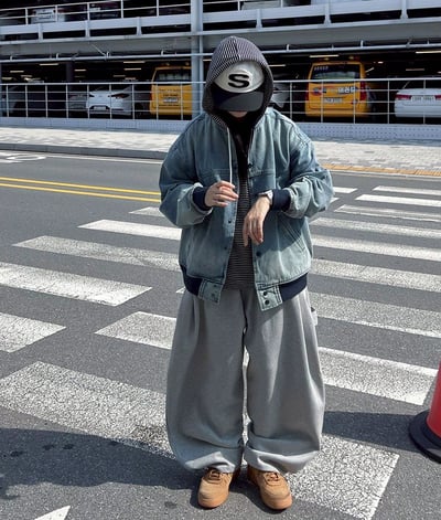 【現貨】廓型仿舊牛仔棒球夾克外套1