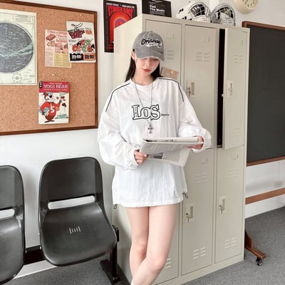 【現貨】LOS Angeles撞色滾線束口風衣2